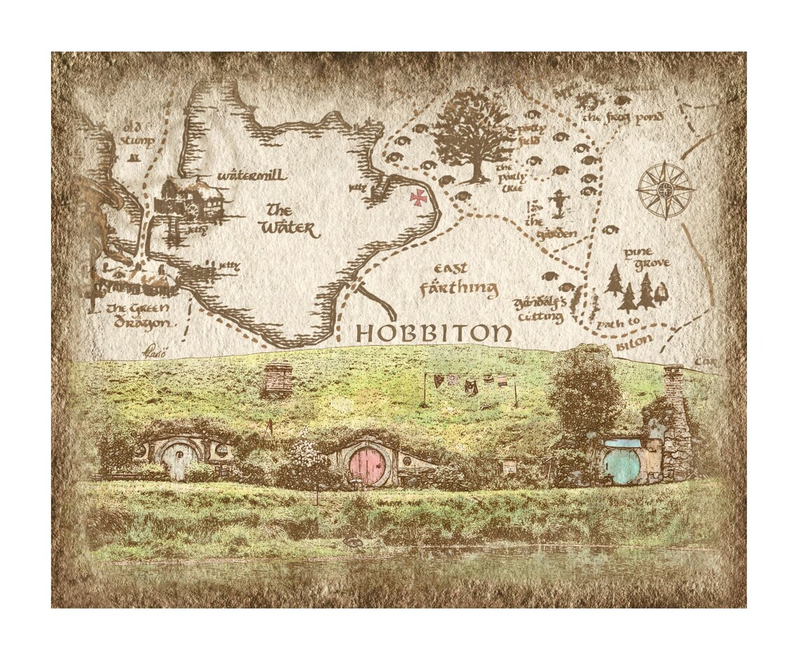 Hobbiton Landscape Printable Art Decor of Map Lord of the Etsy