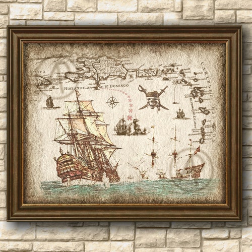 Antique Pirate Treasure Map Art Pirate of the Caribbean Old - Etsy
