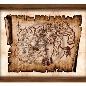 Carte au trésor pirate Art de l'île des Caraïbes, pirate des Caraïbes, carte ancienne, carte ancienne, art mural, cadeau, décoration, affiche, téléchargement immédiat