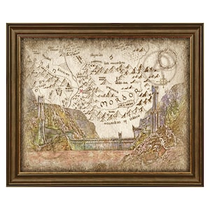Impressão artística de paisagem de fantasia de Mordor Gate de mapa, O Senhor dos Anéis, Arte de paisagem de Mordor de mapa, Arte de parede, Decoração, Pôster, Download digital
