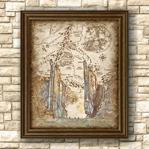 Rustikale Argonath Statue von Lothlorien Kunst Poster, Herr der Ring Argonath Art - Lothlorien Karte, Wandkunst, Dekoration, Poster, Sofort Download
