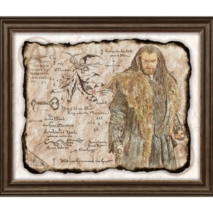 Porträt König Thorin Kunstwerk des Hobbit Pergament Karte, Herr des Ringes Thorin Karte, Kunst Dekor, Instant Download, Kunst, Dekor