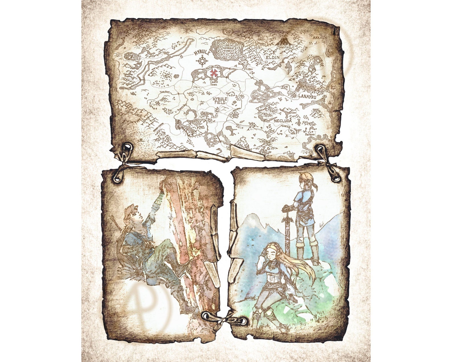The Legend of Zelda Collage Art Poster Map HyruleZelda Breath Etsy