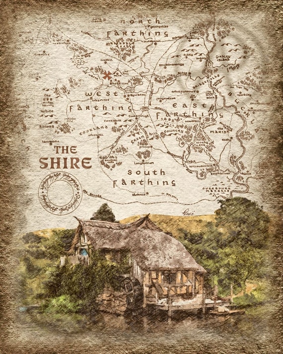 Rustic Hobbit Hole of the Shire Map Hobbiton Art Decor, Lord of the Ring  Hobbit Hole Art Poster, Decor, Wall Art, Gift, Instant Download 