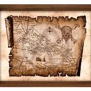 Pirates Parchment Old Map Art of Caribbean, Antique Maps, Pirate of the Caribbean, Pirate Printable Map, Instant Download, Decor, Wall Art