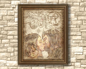 Return of the King Aragorn Art Decor and Gondor Map, Lord of the Ring - Aragorn Wedding Art Poster, Wall Art, Gift, Poster, Instant Download