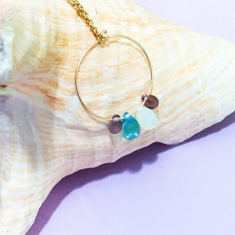 Charm Necklace Gold Filled Charm Necklace Czech Glass Teardrop Necklace Vintage Findings Findings Vintage Brass Necklace