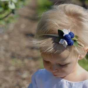 Blueberries Headband or alligator clip, baby hair accessories, wool felt Fruits headbands