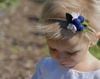 Blueberries Headband or alligator clip, baby hair accessories, wool felt Fruits headbands