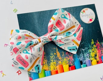 Back to school hair Bow, Schoolgirl hair accessories, First day of school bows, Nylon Headband or Hair Clip, Choose Style