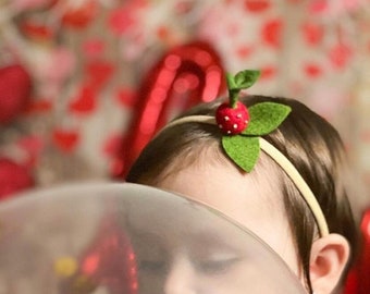 Cherry headband, baby bows, Red Cherry