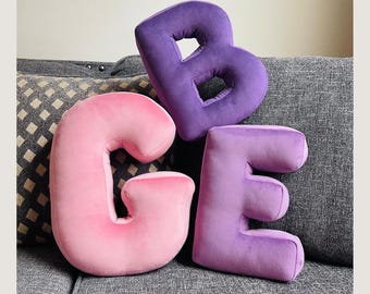 Velvet Letters, Custom Alphabet Letter Pillows, Initial Cushion, Soft Velvet fabrics