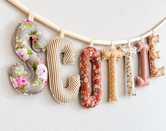 Custom Puffy Fabric Letter Name Banner, Birthday Nursery Wall Decor, USA Made