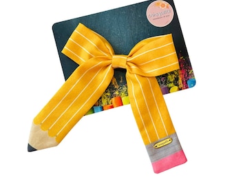 School Hair Bow Pencil Shape Gift for Girl First day of School Hair Clip