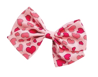 Sweet Heart Bow, Valentines Day hair Bow, Nylon Headbands or Hair Clip