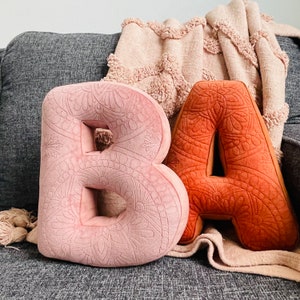 Velvet Quilted Letters, Custom Letter Pillows, Initial Cushion, Baby Milestone Pillows, Alphabet decor