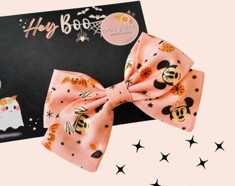 Pink Halloween Minnie Hair Bow Cute Spooky Bow Hair Clips or Headbands for Babies to Adult