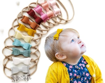 Baby headbands in Winter rainbow colors, baby hair accessories, Newborn headbands set, infant headbands