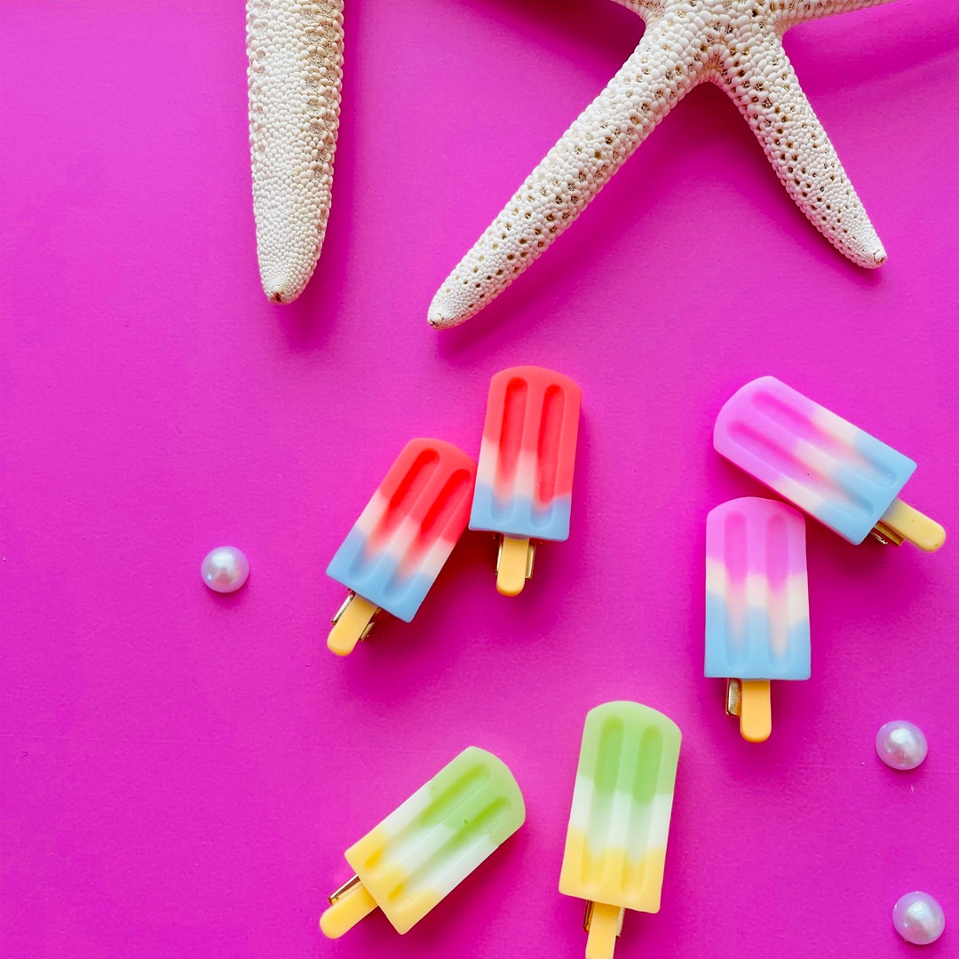Popsicles Mini Clips, Resin Hair Clips, Set of 2 Acrylic Hair Clips