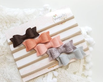 Baby Bows, Nylon Headbands, newborn headbands, Blush Color Palette Collection, handmade in the USA (Free Shipping)