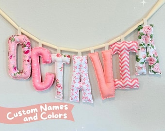 Custom Name Banner with Puffy Fabric Letters, Birthday decor, Personalized Name Wall Hanging, Kids' Room & Nursery Décor, Made in the USA