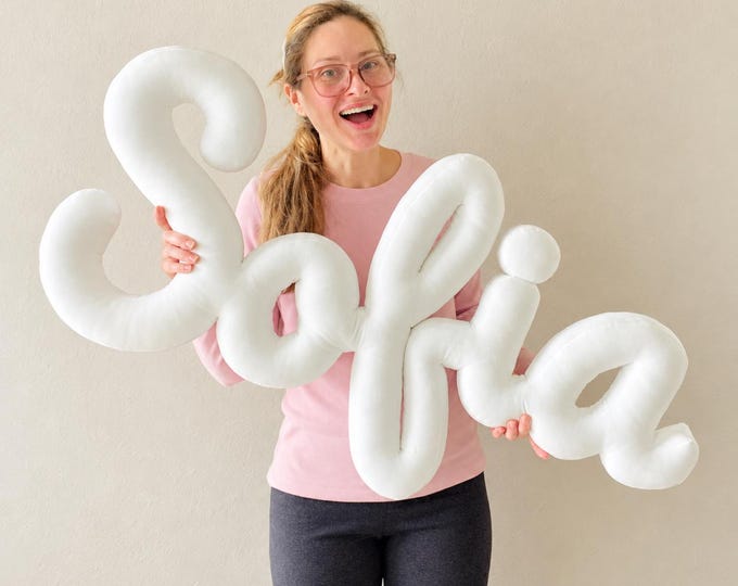Featured listing image: Giant Velvet Name Sign | Personalized Letters Wall Hanging for Nursery, Kids’ Room & Playroom
