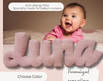 Custom Name Pillows, Personalized Cushion, Corduroy letter pillows, Nursery baby name