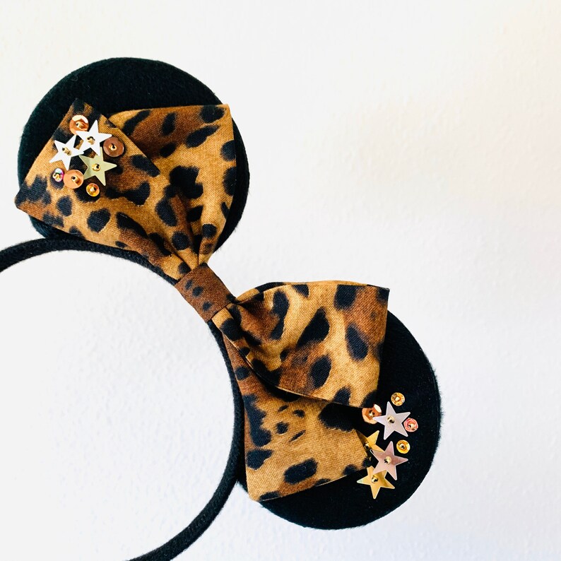Leopard Mickey Ears Mouse Ears Ultra Lightweight Ears Black Etsy