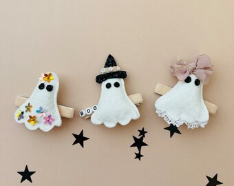 Ghost hair clips, Hey Boo Ghost Parade, toddler halloween hair bows