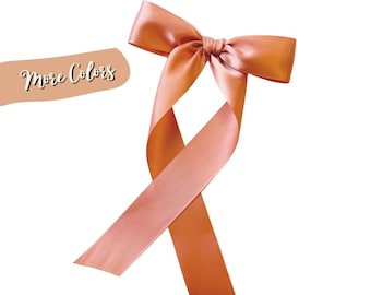 Long Tails Hair Bow Clips for Girls, Timeless Luxe Satin Bow