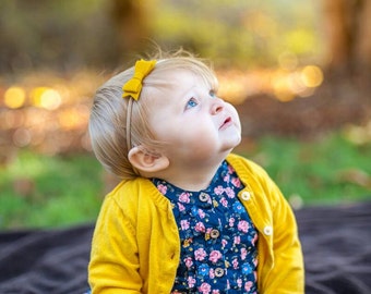 Baby Girl wool felt bow, super soft nylon headbands, baby hair accessories, infant headbands.
