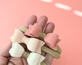 Soft and Stretchy Baby Girl Bow Headbands – Set of 3 Newborn and Infant Hair Accessories – Adorable Baby Shower Gift or Everyday Style