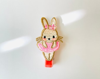 Easter Bunny hair Clip, Easter Bow, Toddler hair clip, Pink Velvet ribbon clip, vanaguelite