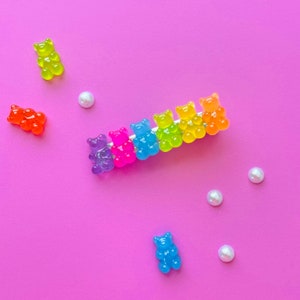 Rainbow Gummy bears Resin Hair Clips, Toddlers and girls hair Barrettes, Hair Accessories handmade in USA