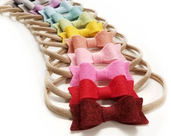 Baby Mini Bows Headbands Comfortable Bow in Rainbow Colors Baby Gifts Everyday Wear Special Occasions Set of 12 Somewhere over the Rainbow