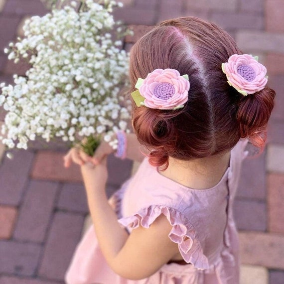 Floral Pigtail Set Hair Clips Piggies Toddler Flower Clips 