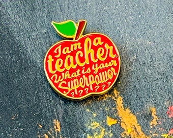 Teacher Apple Enamel Pin, Teacher Appreciation Gift, Back to school