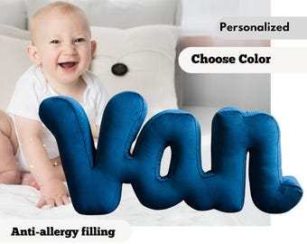 Personalized Baby Name Pillow – Custom Velvet Letter Cushion – Nursery Decor – Baby Shower Gift – Kids Room Name Sign
