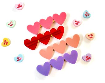 Valentines day hair clip, hearts hair barrette for girls, This is Love
