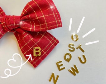 Add Monogram Letter Charm and Personalize any Bow, Stainless Steal Gold Letter, custom monogram, Christmas Gifts for girls