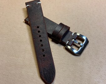 Double Thick Italian Brown Pull Up Calf Leather Strap