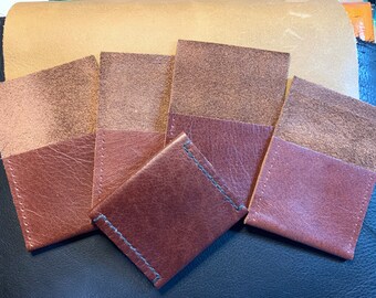 Soft supple Burgundy Brown Leather EDC Lucky Piece/Coin/State Carry Pouch