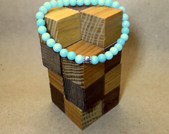 Natural Amazonite  6mm Bracelet with Sterling Silver Accent