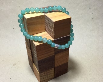 Natural Translucent 6mm Aventurine Bead Bracelet with Sterling Silver Accent