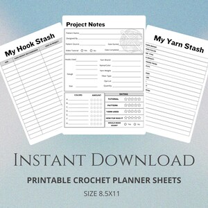 Instant Download - Printable Crochet Project Tracker sheets PDF - Digital Download - Crochet Journal - Crochet Planner