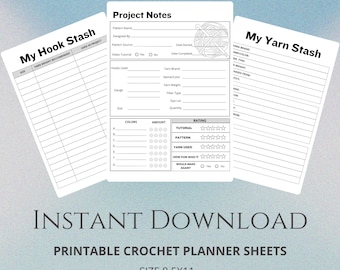 Instant Download - Printable Crochet Project Tracker sheets PDF - Digital Download - Crochet Journal - Crochet Planner