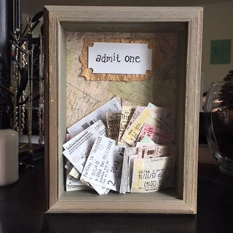 8x10 Ticket Stub Display Barnwood Shadow Box Etsy