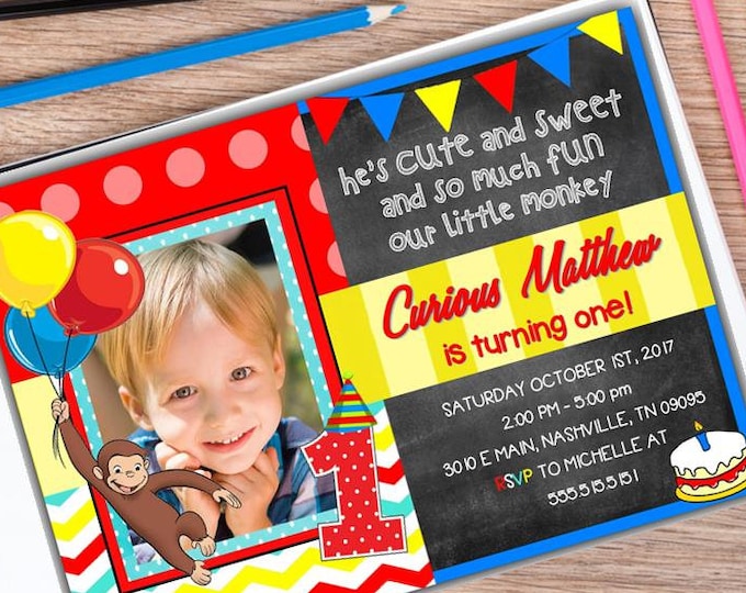 Curious First Birthday Invitation Curious 1st Etsy