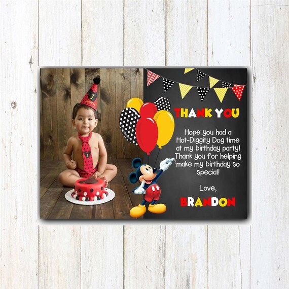 mickey mouse thank you card mickey thank you card mickey etsy mickey mouse thank you photo cards