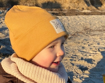 Beanie Hat *mustard yellow Rib Branch* Hipster Baby Kids Girl Boy